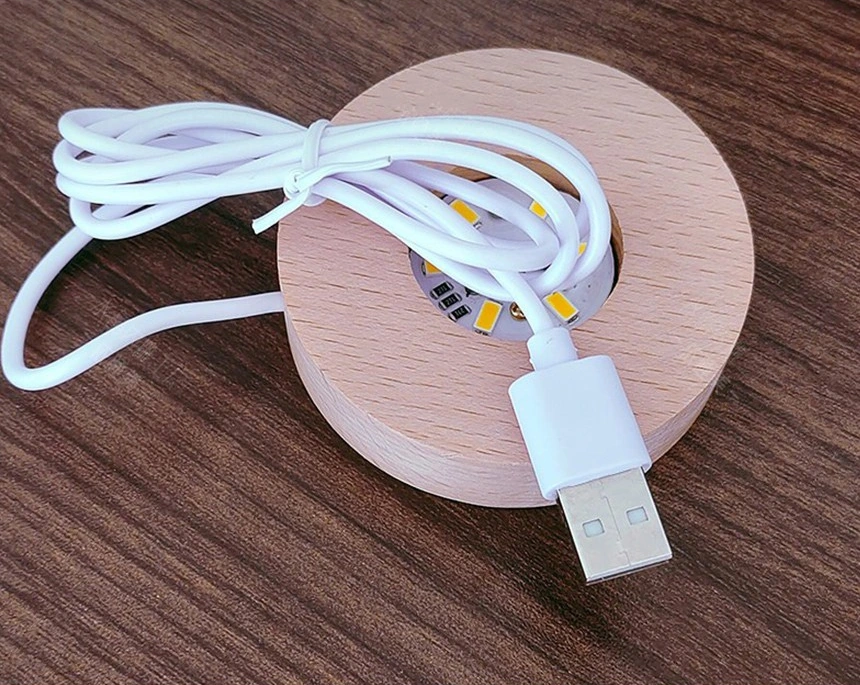 LED 받침대와 USB 케이블의 실제 연결 형태